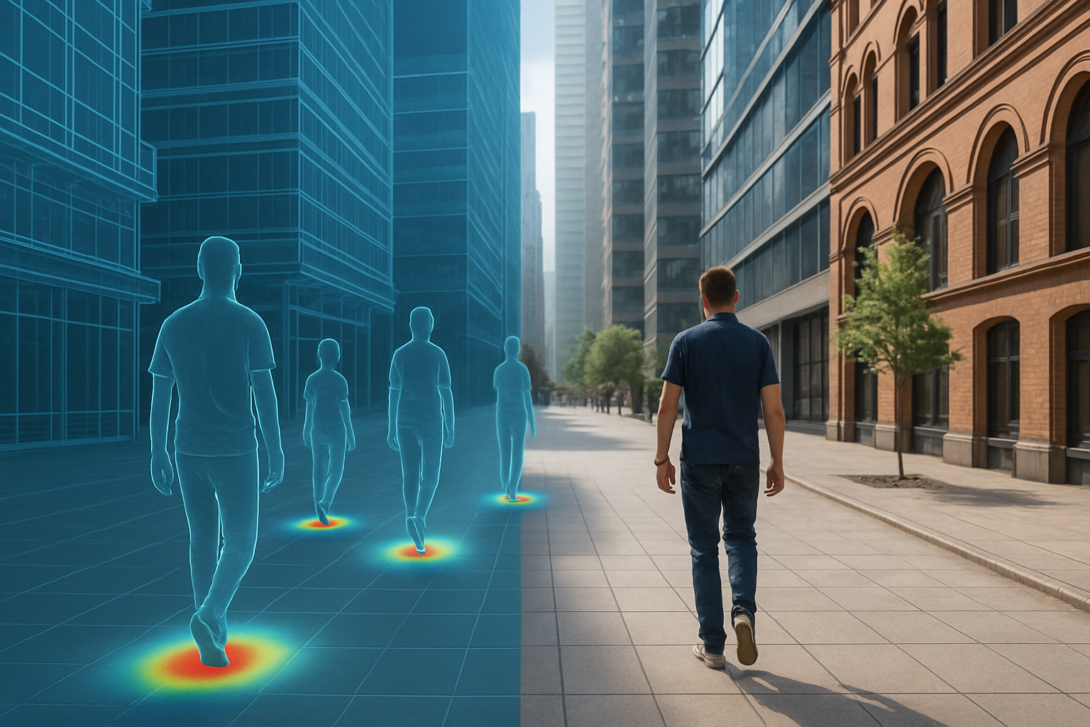 Conceptual image illustrating user behavior tracking in digital twin environments.